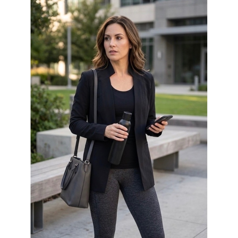 Athleta Eastbound Black Open Blazer Size 8